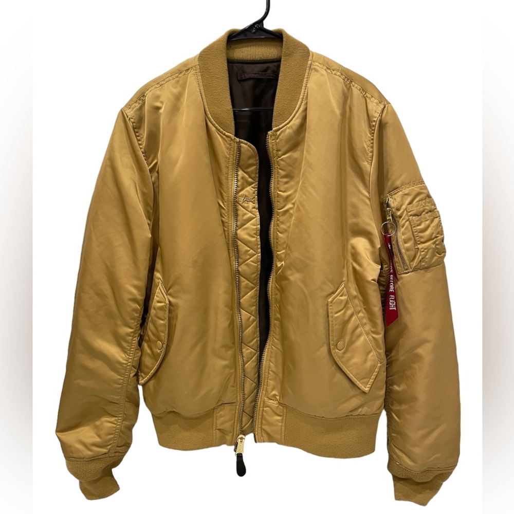 Alpha Industries MA-1 Bomber Jacket Gold / Brown Color Reversible Size XL
